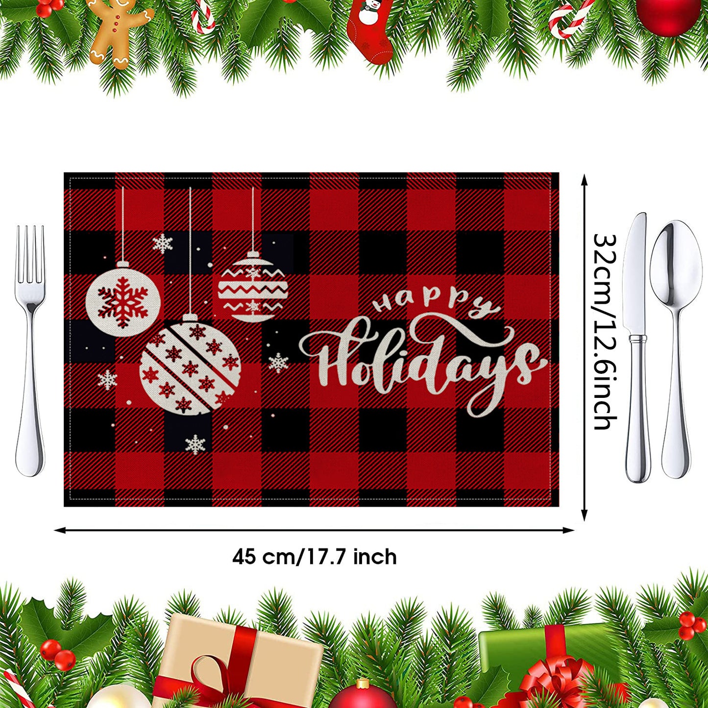 Christmas Cotton Waterproof Linen Insulated Placemats