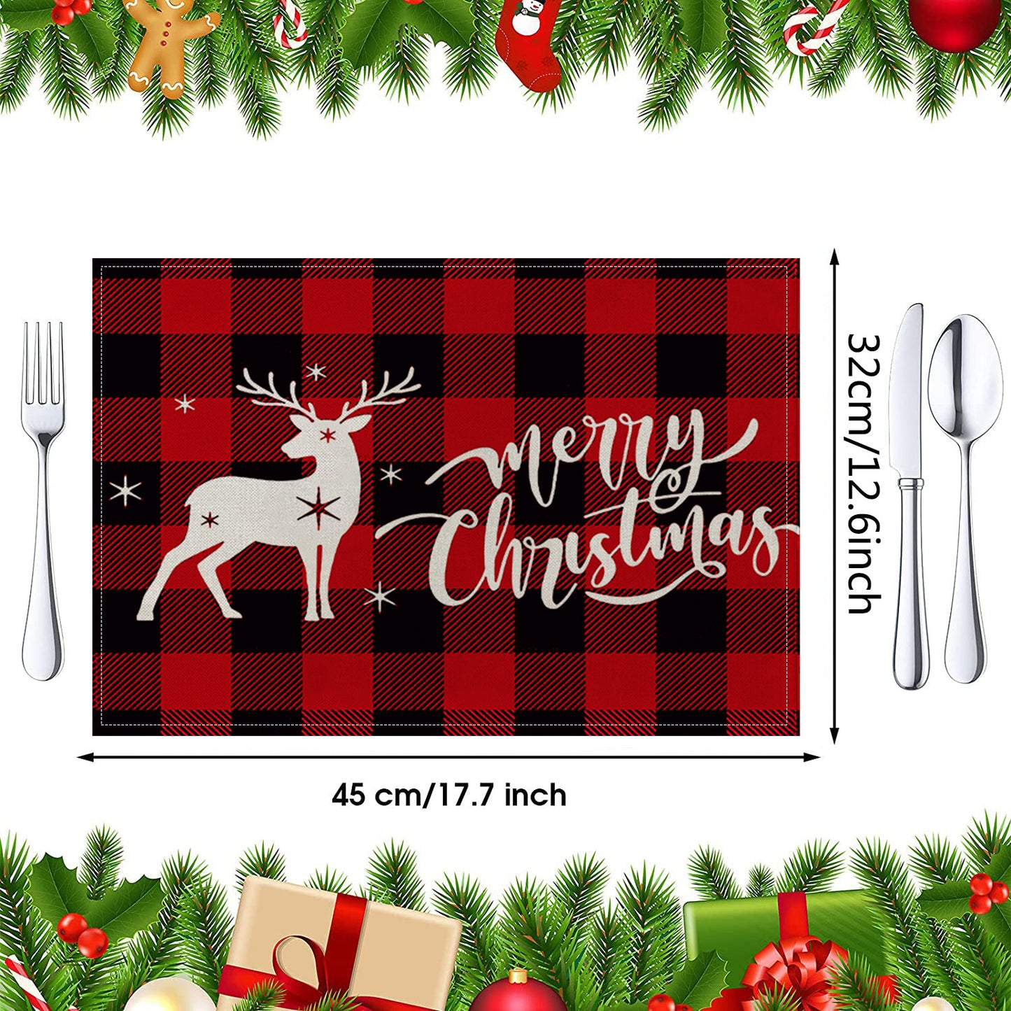 Christmas Cotton Waterproof Linen Insulated Placemats