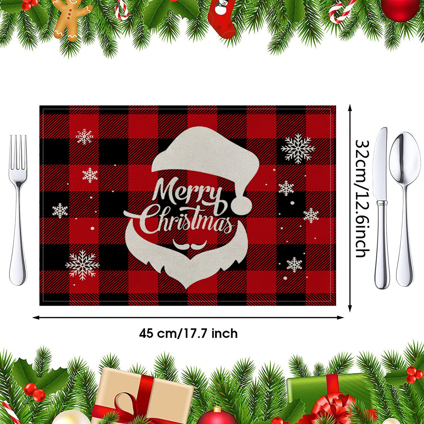 Christmas Cotton Waterproof Linen Insulated Placemats