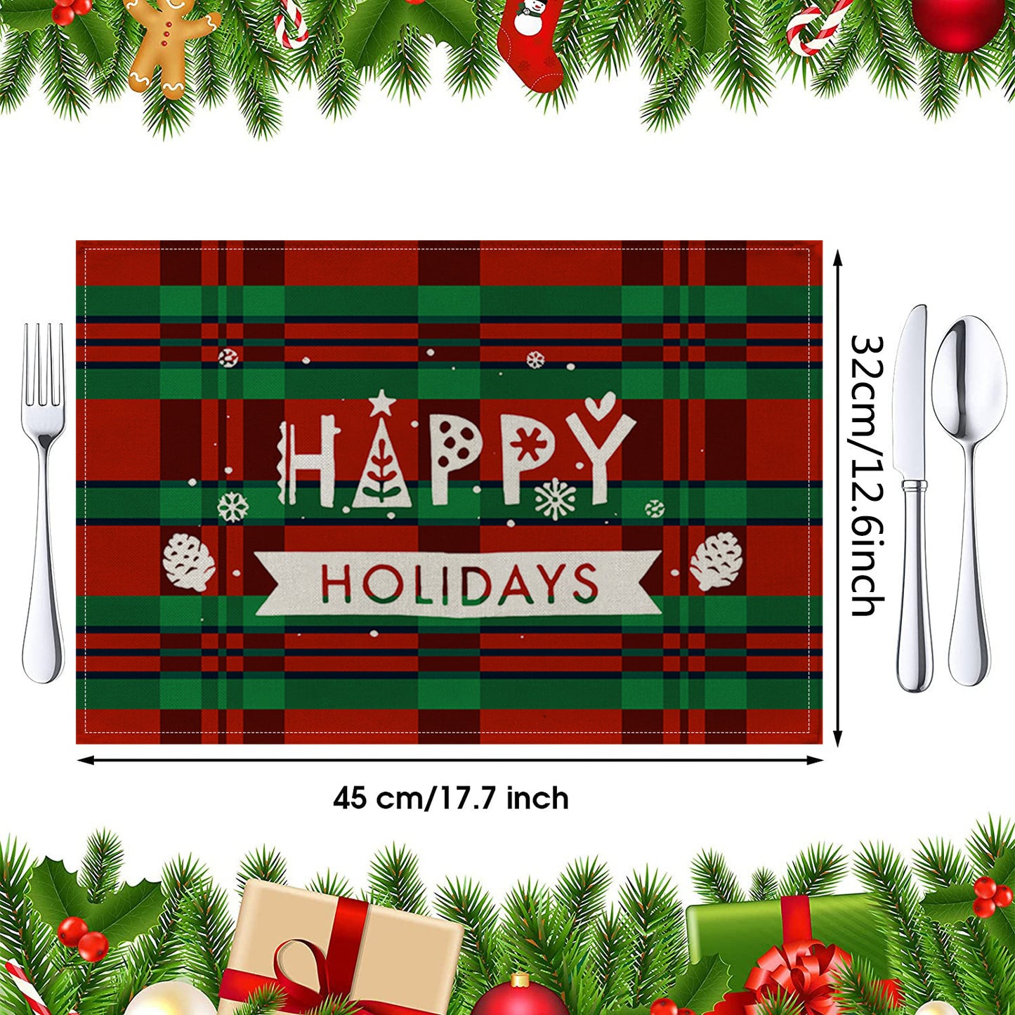 Christmas Cotton Waterproof Linen Insulated Placemats