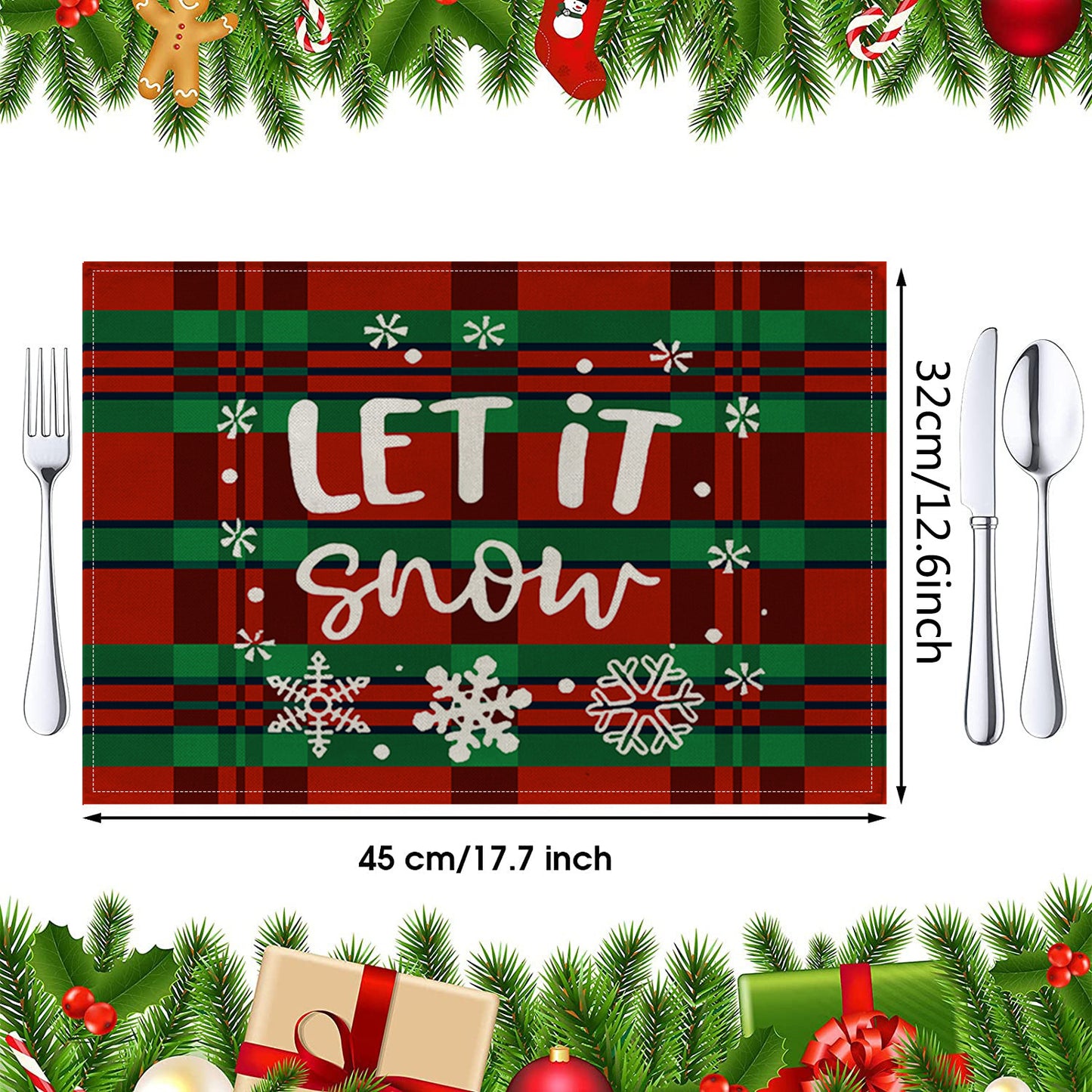 Christmas Cotton Waterproof Linen Insulated Placemats