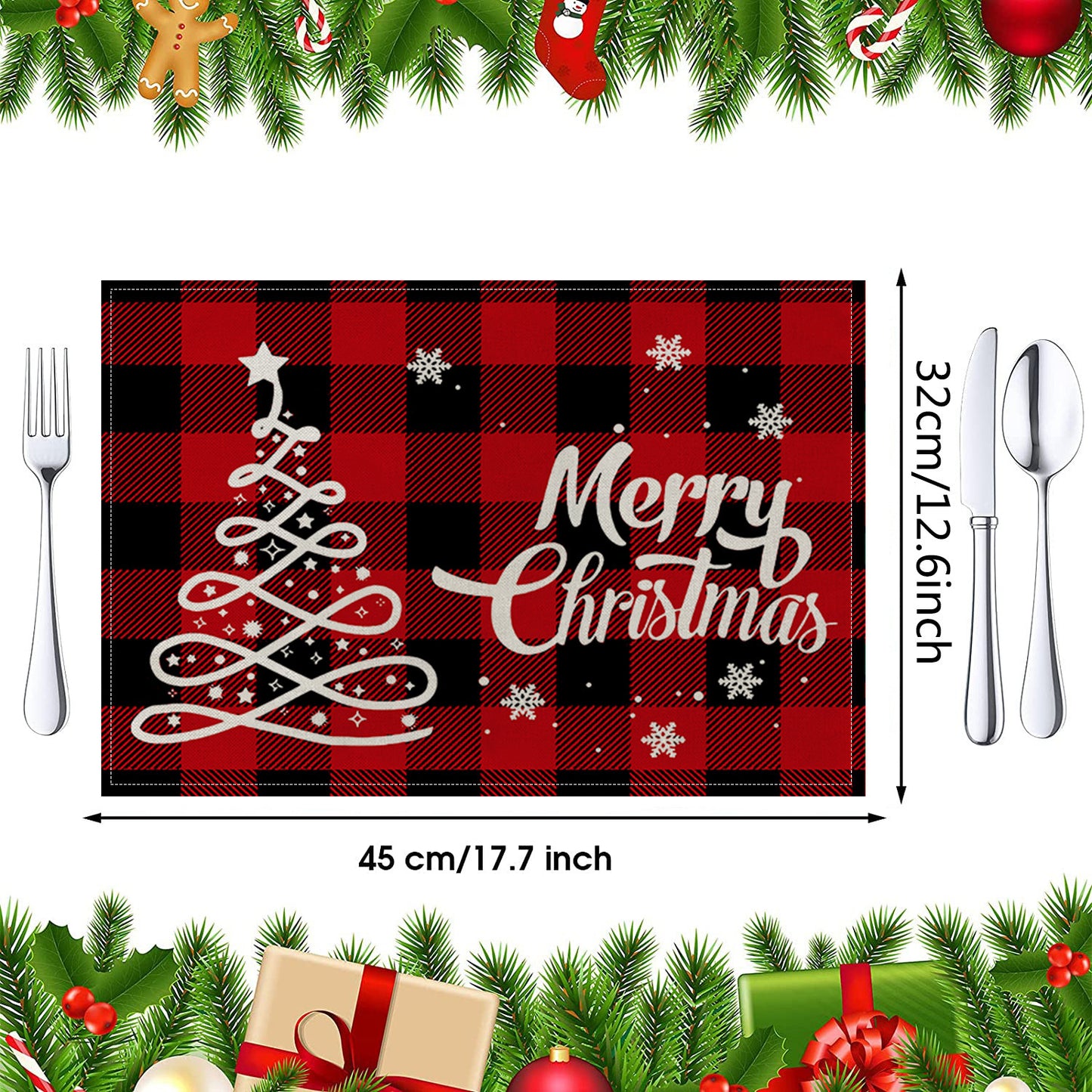 Christmas Cotton Waterproof Linen Insulated Placemats