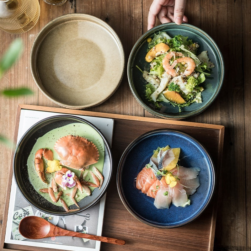 Japanese Ceramic Round Deep Plates Dinner Plate