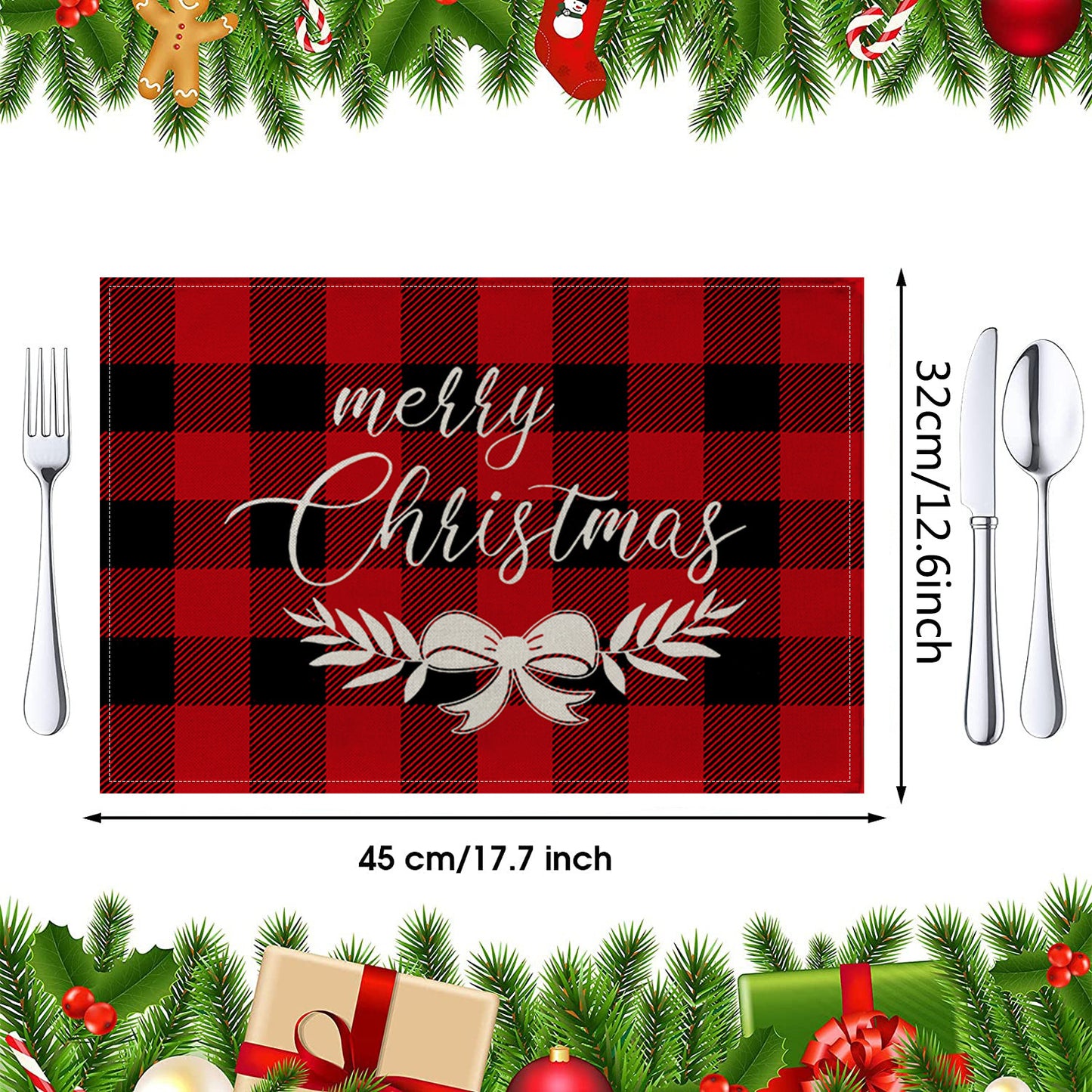 Christmas Cotton Waterproof Linen Insulated Placemats