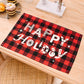 Christmas Plaid Print Placemats Tabletop Decorations