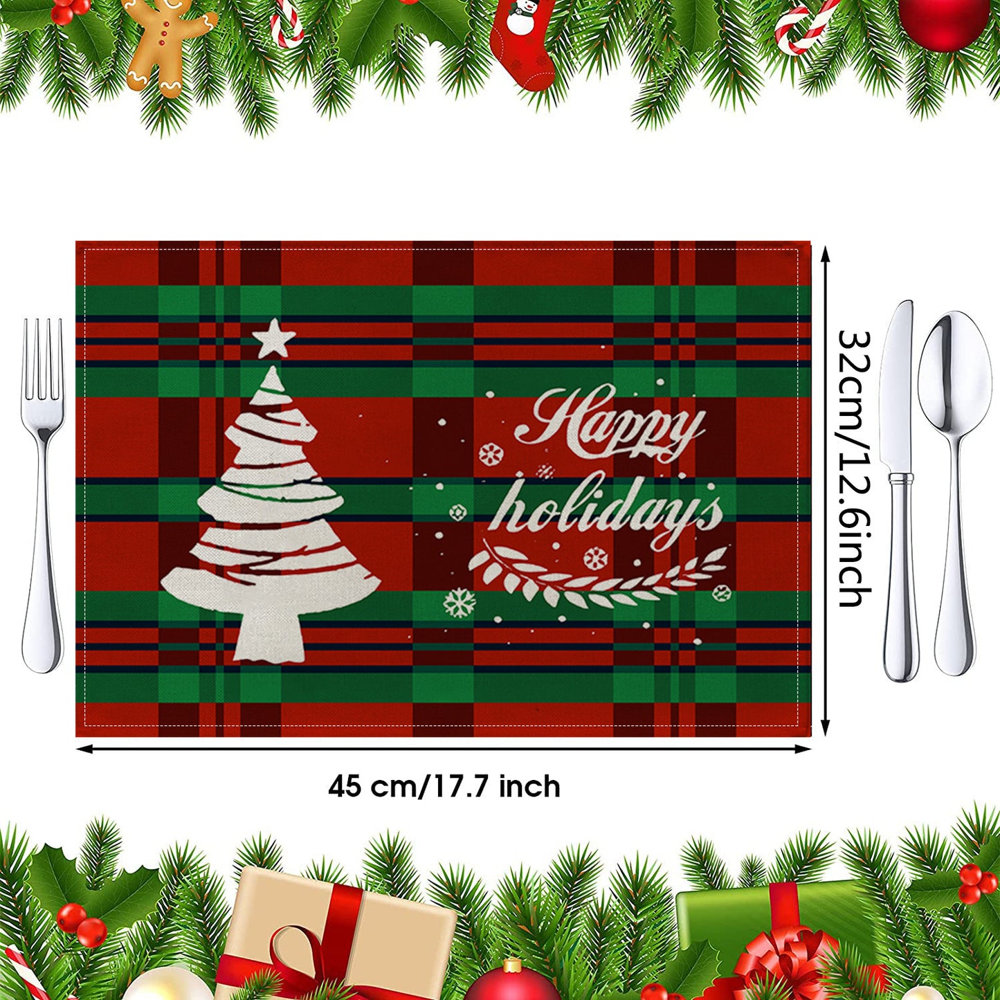 Christmas Cotton Waterproof Linen Insulated Placemats